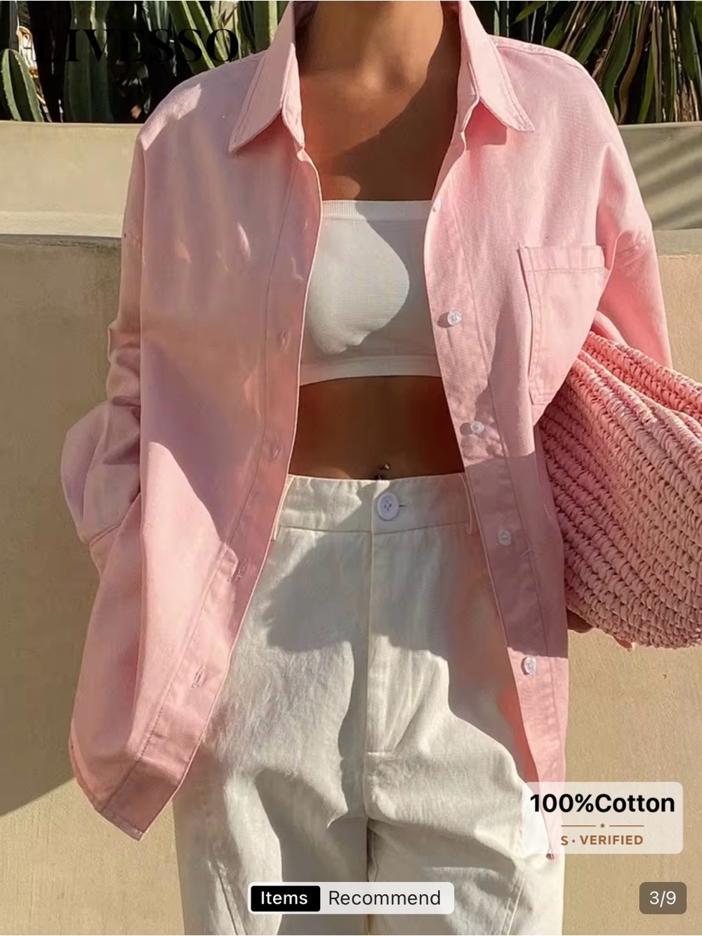 Light Pink Cotton Button-Down Shirt - Relaxed Fit